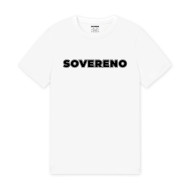 Men's White SOVERENO T-shirt with a BIG logo on the front - Model III Men's White SOVERENO T-shirt with a BIG logo on the front - Model III