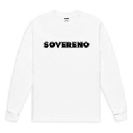Men's White SOVERENO Long Sleeve T-shirt with a BIG logo on the front - Model III Men's White SOVERENO Long Sleeve T-shirt with a BIG logo on the front - Model III