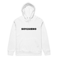 Men's White SOVERENO Hoodie with a BIG logo on the front - Model III